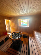 Load image into Gallery viewer, Inside of our custom built sauna in Graiguenamanagh

