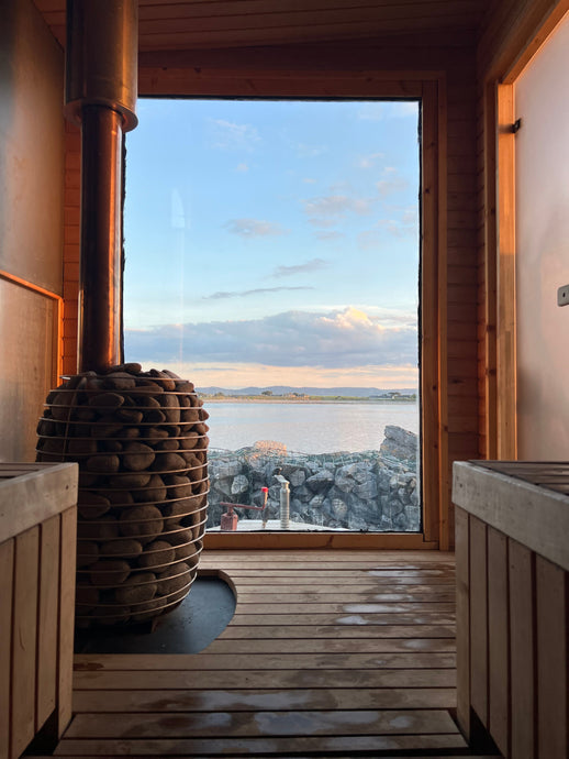 Stunning view of the sea from the window of our sauna at Rosses Point